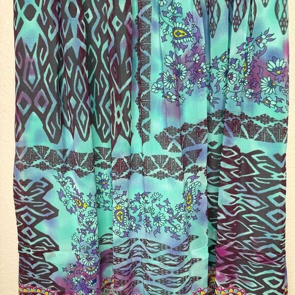 Betsey Johnson Y2K Colorful Bohemian Maxi Slip Dress Sz 10 Vacation, Party - Picture 6 of 14